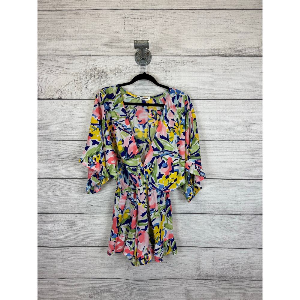 GeeGee Women's Colorful Floral Summer Romper Size Medium